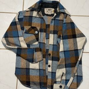 Plaid Flannel Shirt with Blue and Brown